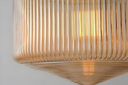 GeomGlass Taklampa - Vintage Rökgrå och Bärnstensfärgad Taklampa med Ribbor