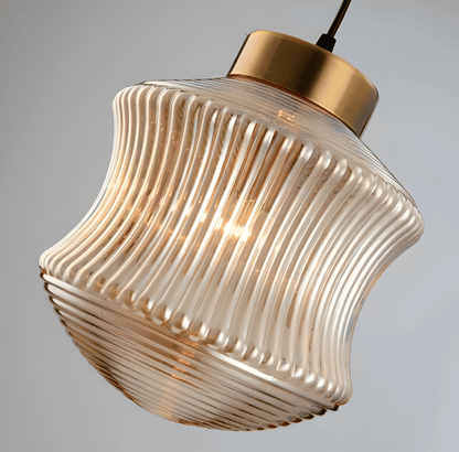 GeomGlass Taklampa - Vintage Rökgrå och Bärnstensfärgad Taklampa med Ribbor