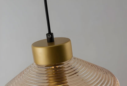 GeomGlass Taklampa - Vintage Rökgrå och Bärnstensfärgad Taklampa med Ribbor