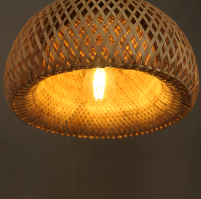 Ästetisk Kuppel Rattan Pendellampa - Handflätad Bambus Wicker Hänglampa