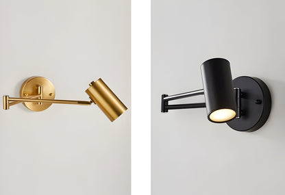 Vägglampa med Justerbar arm - Flexibel Vägglampa i guld och Svart - Vägglampa för Sovrum