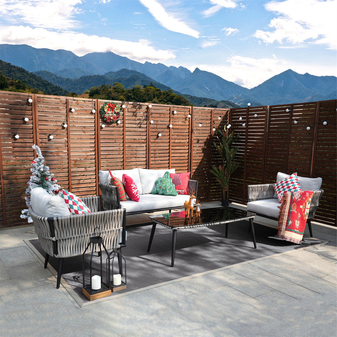 Direct Wicker Aluminum Frame Wicker Sofa Set with Coffee Table PAS-1649B