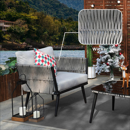 Direct Wicker Aluminum Frame Wicker Sofa Set with Coffee Table PAS-1649B