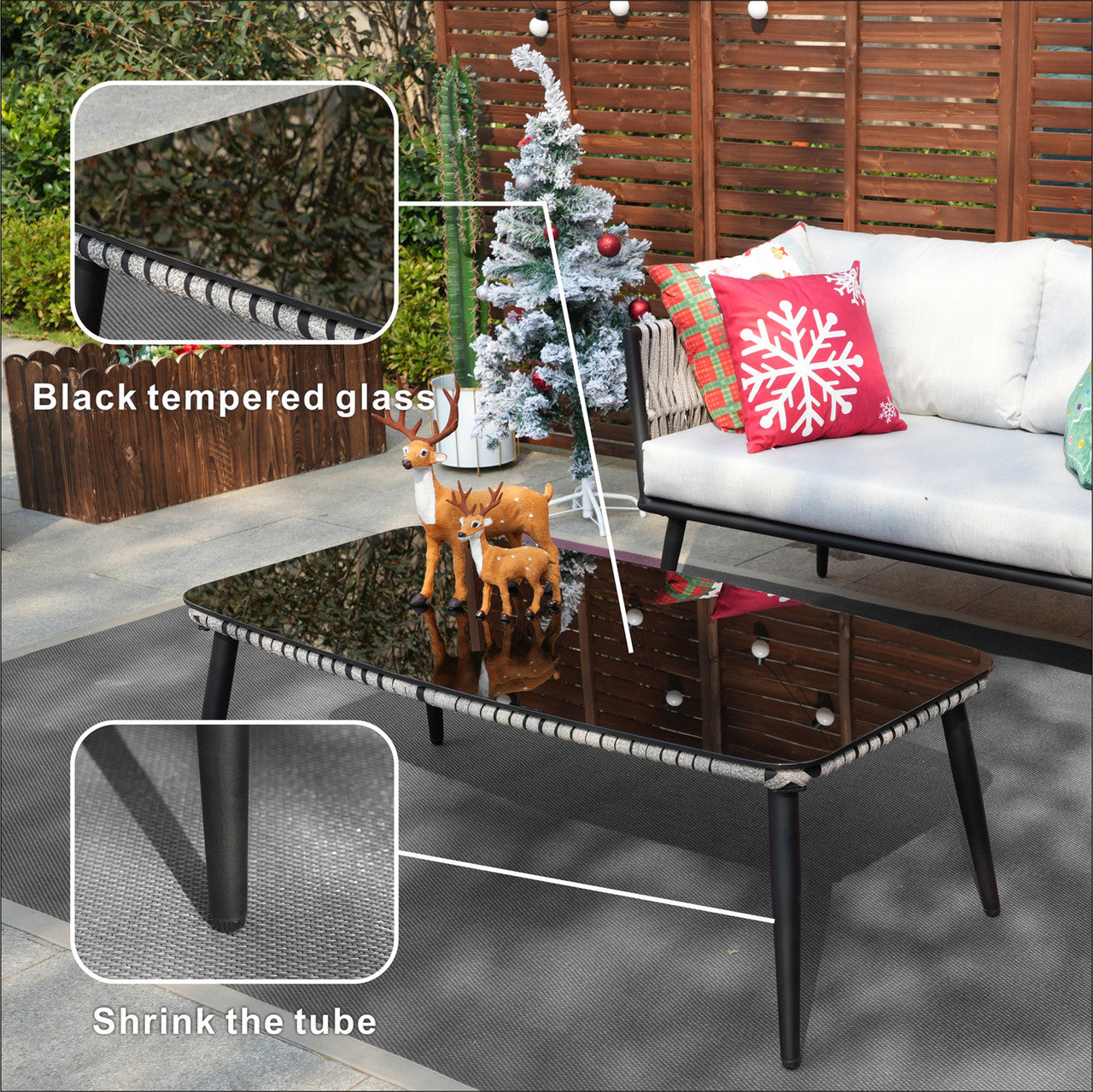 Direct Wicker Aluminum Frame Wicker Sofa Set with Coffee Table PAS-1649B