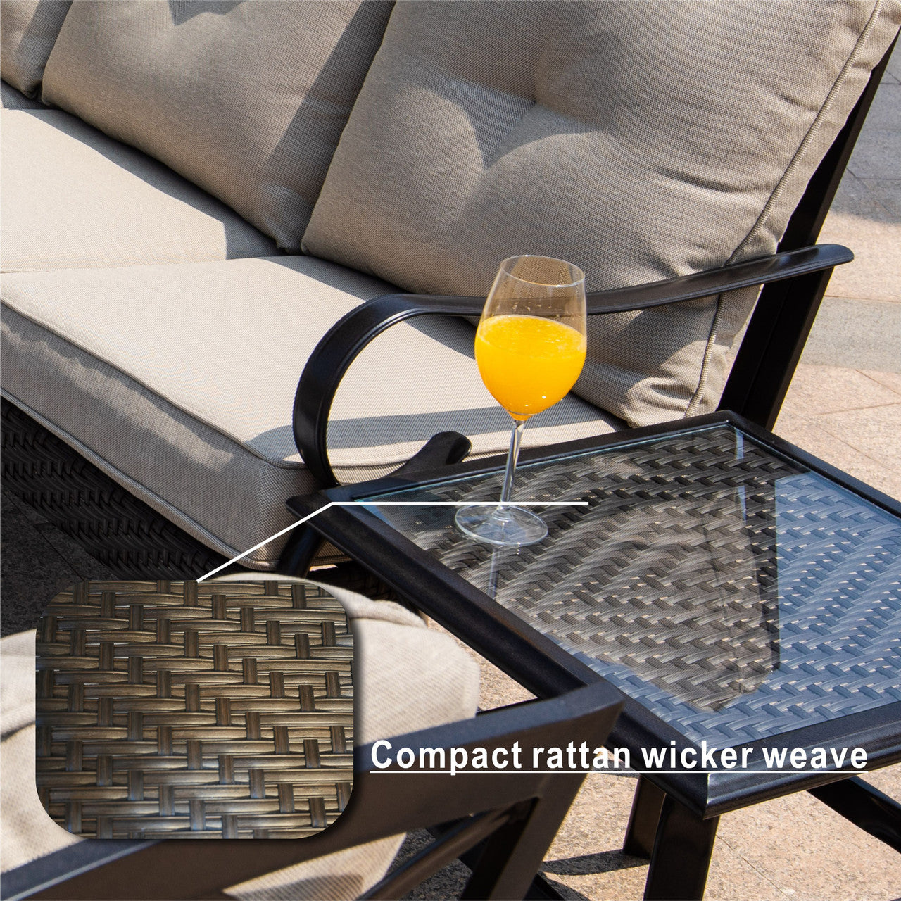 Direct Wicker Elegant Rocking Chair and Three-Seater Sofa Set – Paired with Functional Side Table and Coffee Table for a Perfect Home Experience PAS-2025-Set