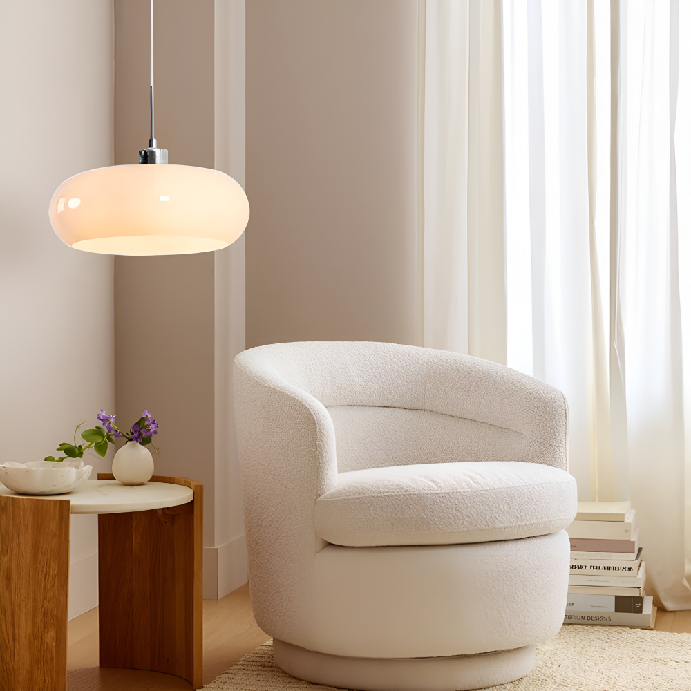 Retro Minimalistisk Bauhaus Glas Pendellampa - Modern Cirkelformad Hänglampa