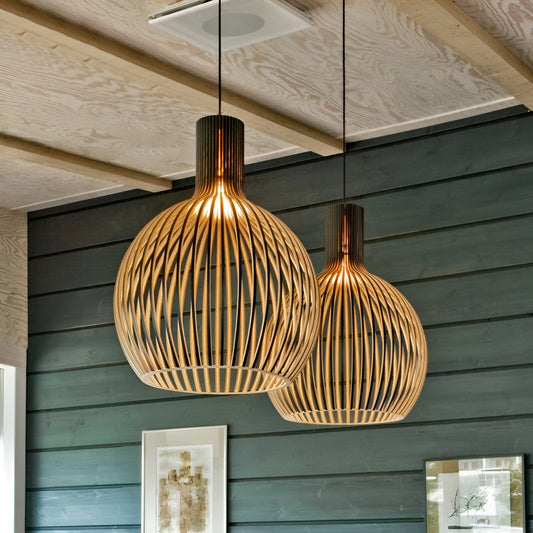 Nordic Wood Taklampa – Vintage Taklampa i Trä med Rustik Design för Vardagsrum