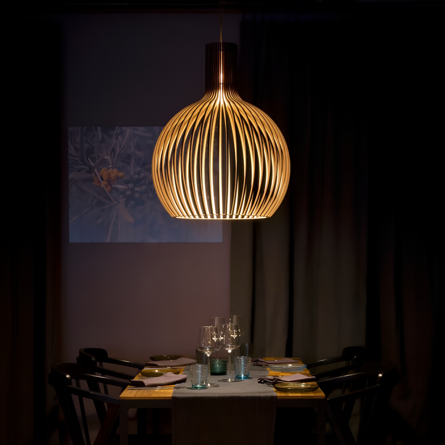 Nordic Wood Taklampa – Vintage Taklampa i Trä med Rustik Design för Vardagsrum