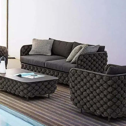 53,1 Tum Bred Modern Aluminium Och Rep Utomhus Loveseat Soffa