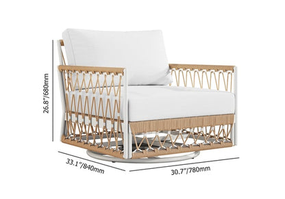Elegant 3 Pieces Aluminum och vävd rep utomhus svängsoffset med sidobord i khaki för två personer.