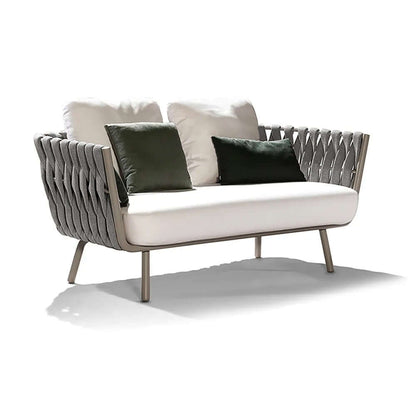 Vävd Rotting Utomhussoffa Loveseat Kudde Rygg Och Kudde