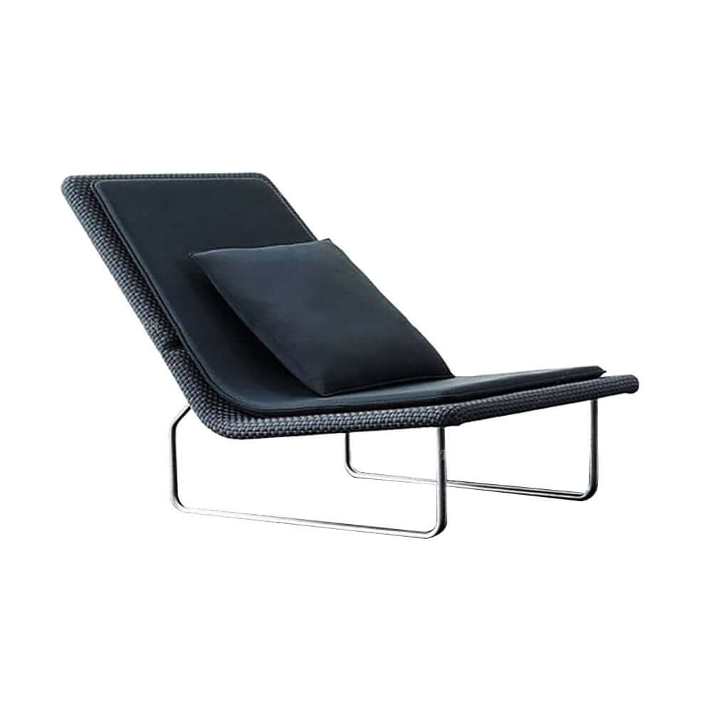 Svart Rattan Utomhus Loungestol Accentstol i Aluminium