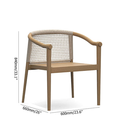 7 Delars Teak Utomhusmatset Runt Matbord Med 6 Stolar Naturlig