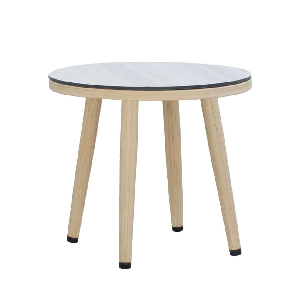 1 Styck Aluminium och Trä Utomhus Patio Gungstol Set med Rund Kaffe Bord
