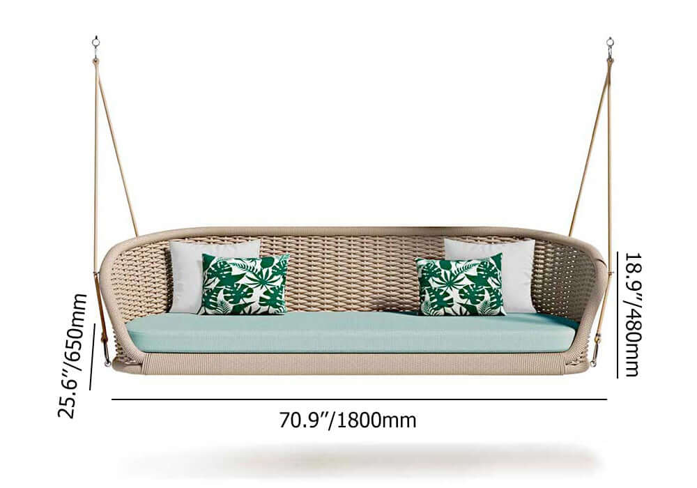 Bred Utomhus Rattan Svängsoffa Hängande Stol Med Kudde