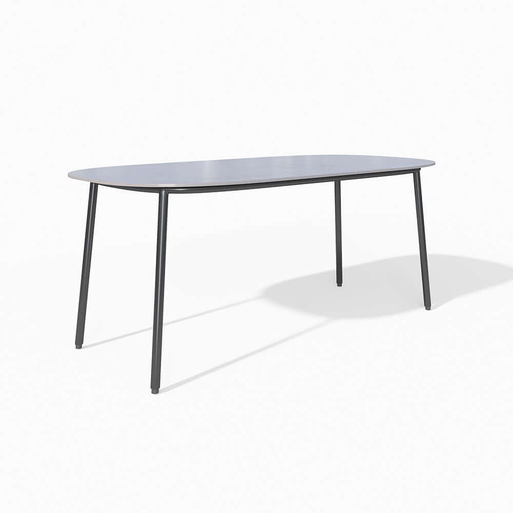 7 Delar Utomhusmatbord Set med Konst Marmor Topp och Aluminium Bord
