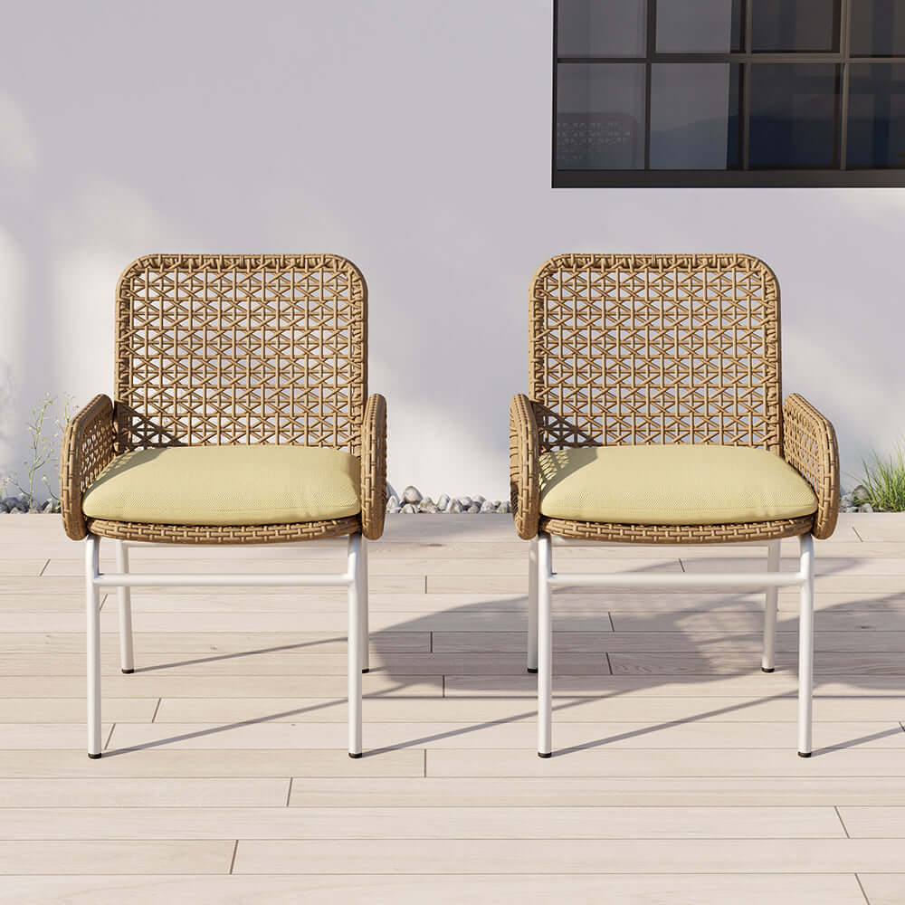 2 Stycken Bondgård Aluminium & Rattan Uteplats Stolar Set i Brunt