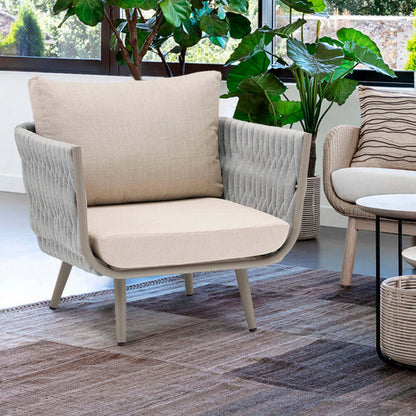 33.9 Tum Bred Modern Aluminium Ute Sofa Med Kudde Grå Beige
