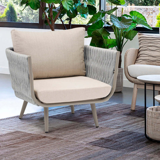 33.9 Tum Bred Modern Aluminium Ute Sofa Med Kudde Grå Beige