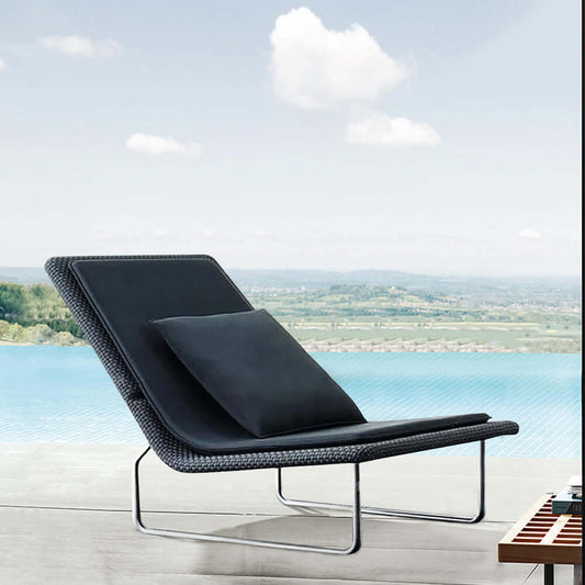 Svart Rattan Utomhus Loungestol Accentstol i Aluminium