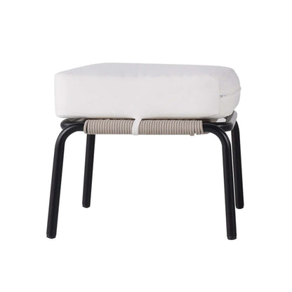 Modernt aluminium & rep utomhus stolset med ottoman i vitt och svart