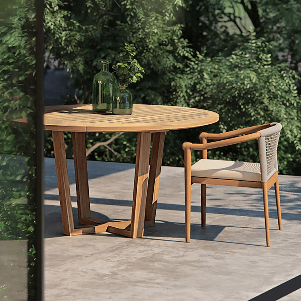 2 Bitars Modern Teakträ Utomhus Patiosittgrupp Natur Beige