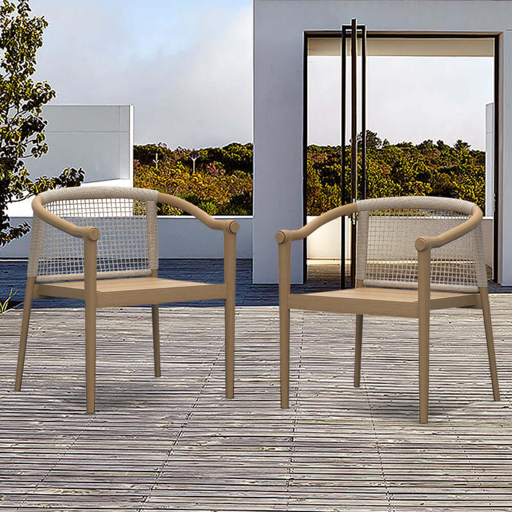 2 Bitars Modern Teakträ Utomhus Patiosittgrupp Natur Beige