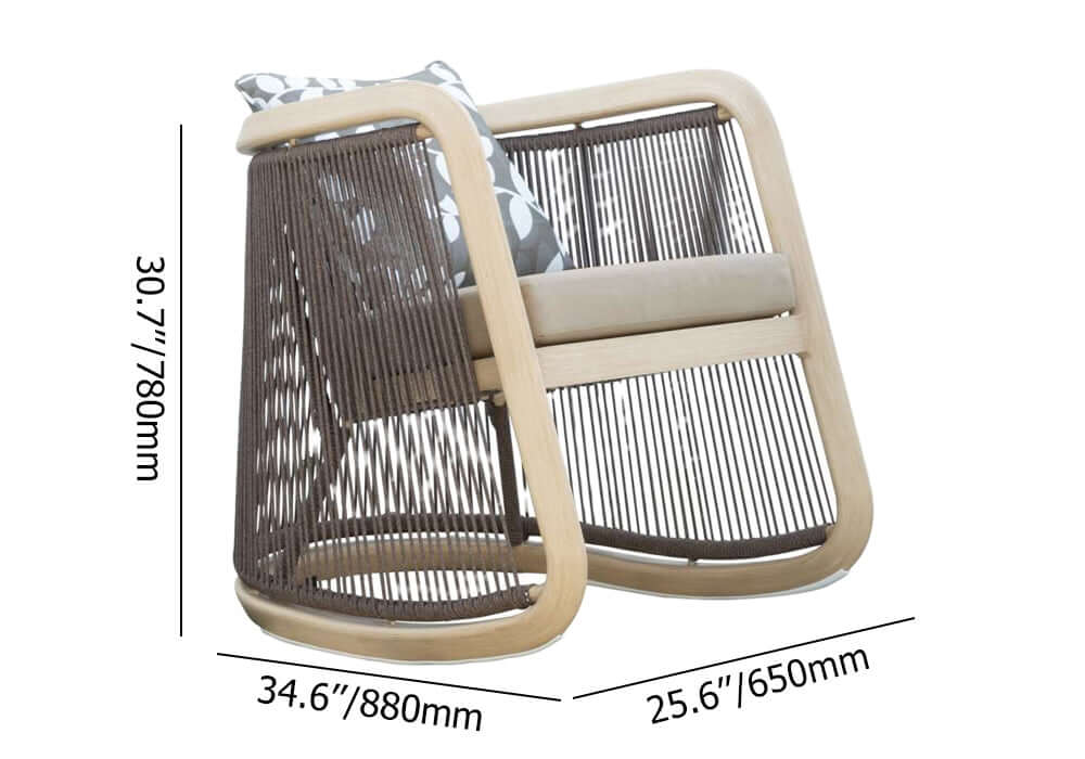 1 Styck Aluminium och Trä Utomhus Patio Gungstol Set med Rund Kaffe Bord