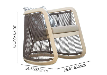 1 Styck Aluminium och Trä Utomhus Patio Gungstol Set med Rund Kaffe Bord