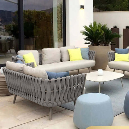 57.1" Woven Rattan Utomhussoffa Loveseat med Kuddar