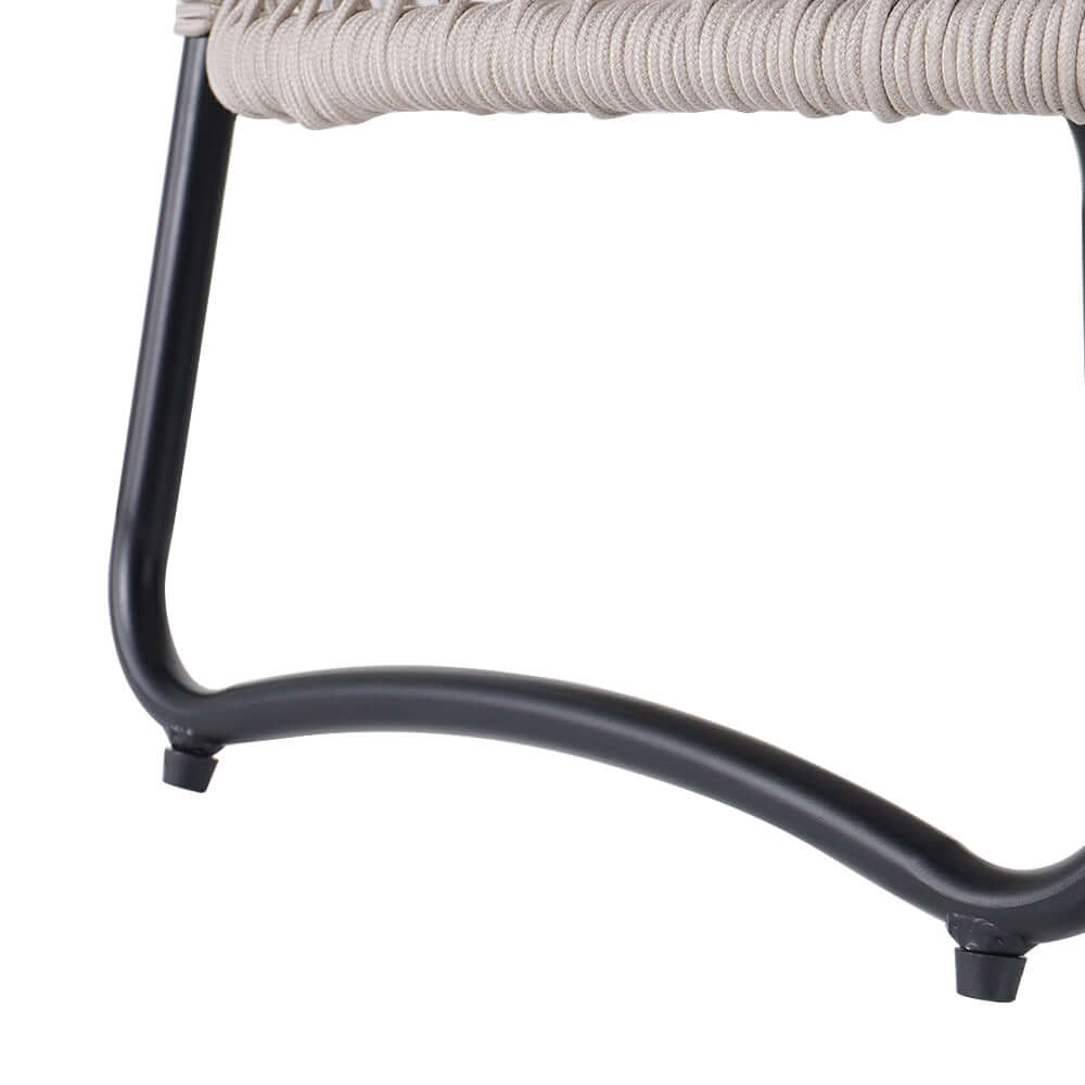 Modernt aluminium & rep utomhus stolset med ottoman i vitt och svart