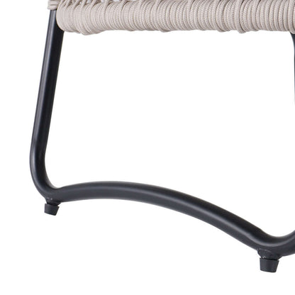Modernt aluminium & rep utomhus stolset med ottoman i vitt och svart