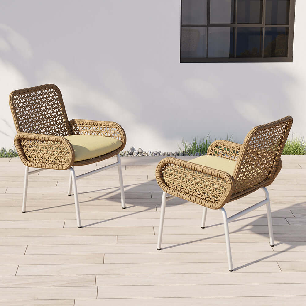 2 Stycken Bondgård Aluminium & Rattan Uteplats Stolar Set i Brunt