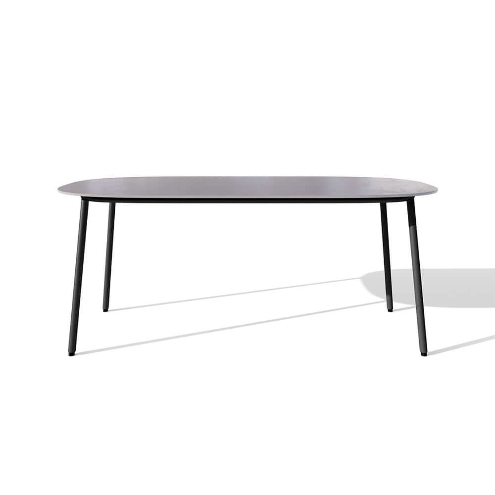 7 Delar Utomhusmatbord Set med Konst Marmor Topp och Aluminium Bord