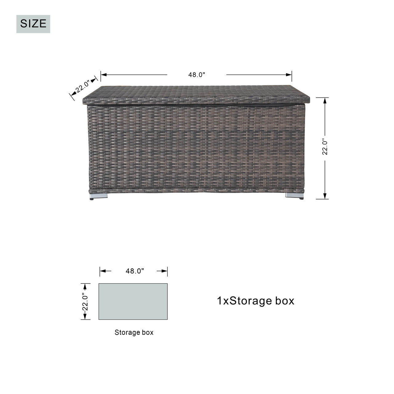 Direct Wicker Kompakt Aluminium Rattan Förvaringsbox Utomhus PA-3256S-I