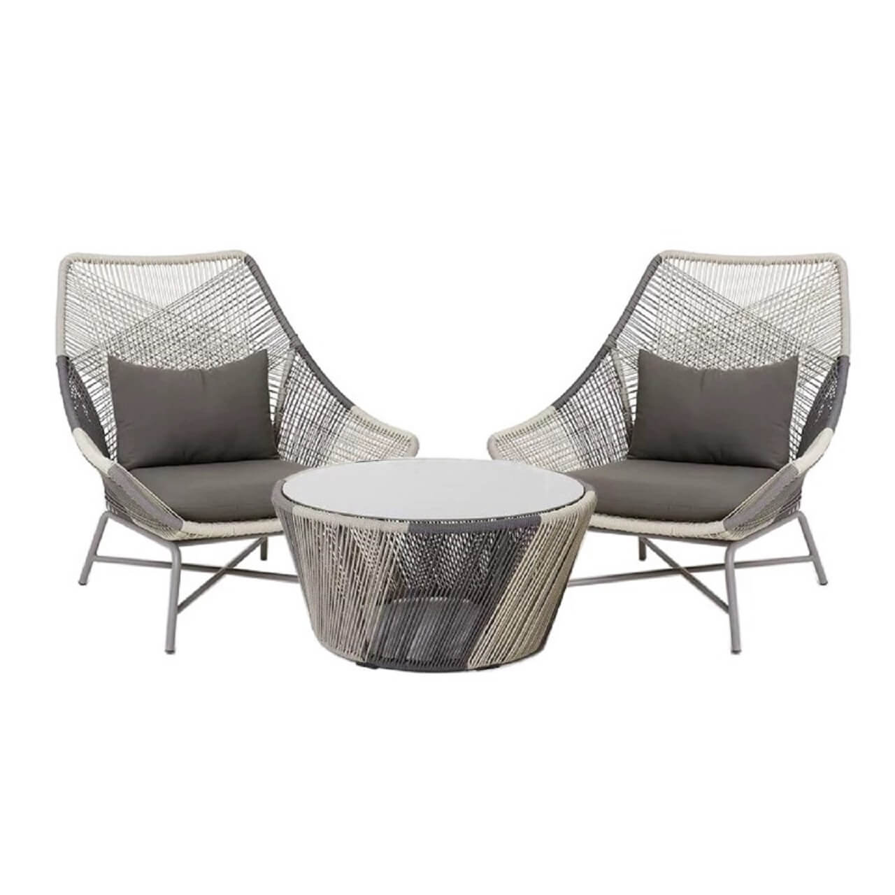 Utomhus PE Rattan Loveseat Med Kuddar Inkluderade Metallben