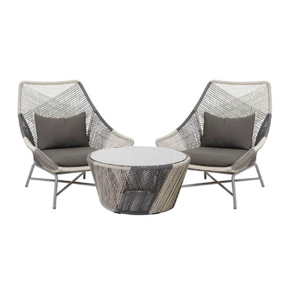 Utomhus PE Rattan Loveseat Med Kuddar Inkluderade Metallben