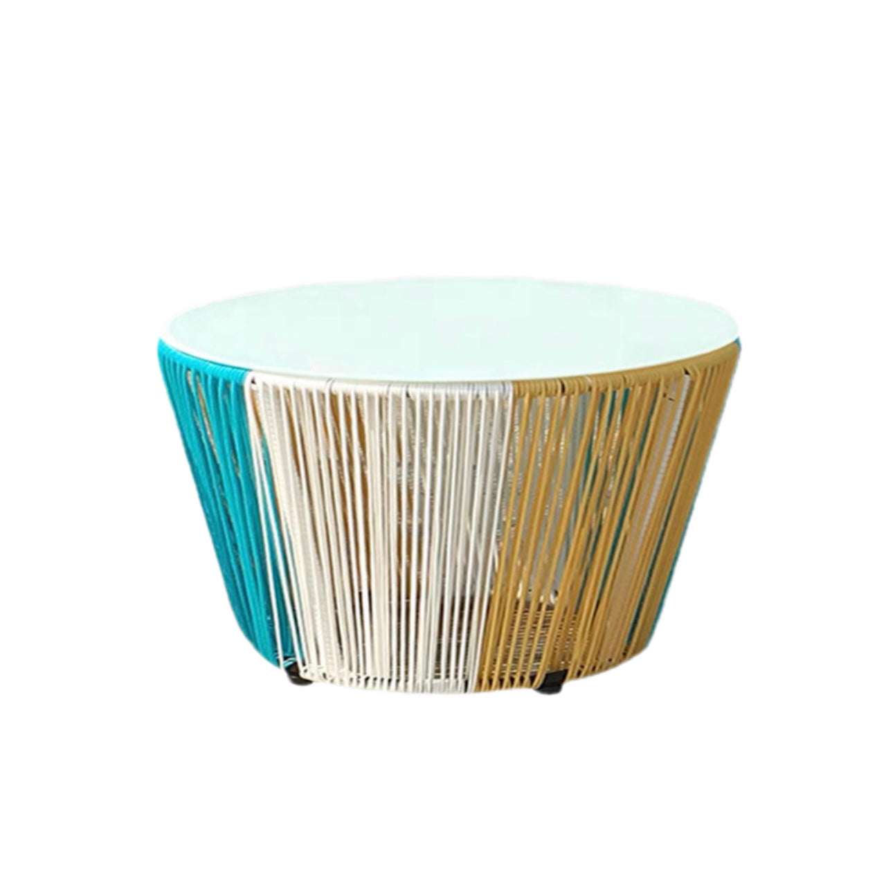 Utomhus PE Rattan Loveseat Med Kuddar Inkluderade Metallben