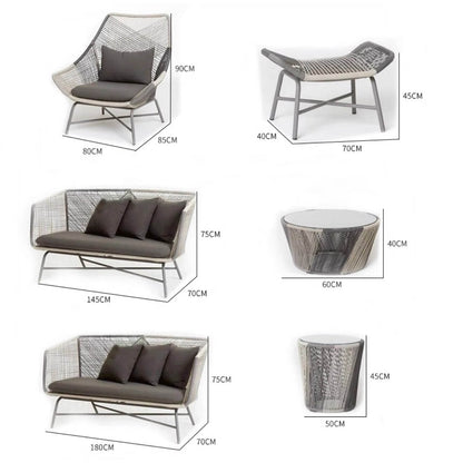Utomhus PE Rattan Loveseat Med Kuddar Inkluderade Metallben